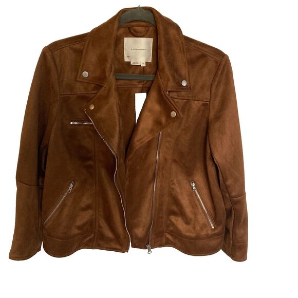 Anthropologie Faux Suede Brown Biker - Moto Jacket XS/P  New with Tags - Picture 4 of 8